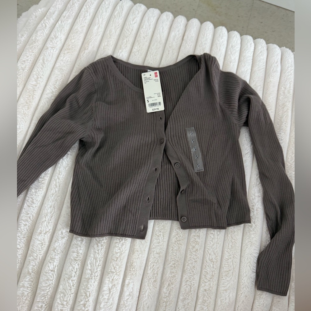 WOMAN UV PROTECTION LONG SLEEVE CROPPED CARDIGAN BROWN